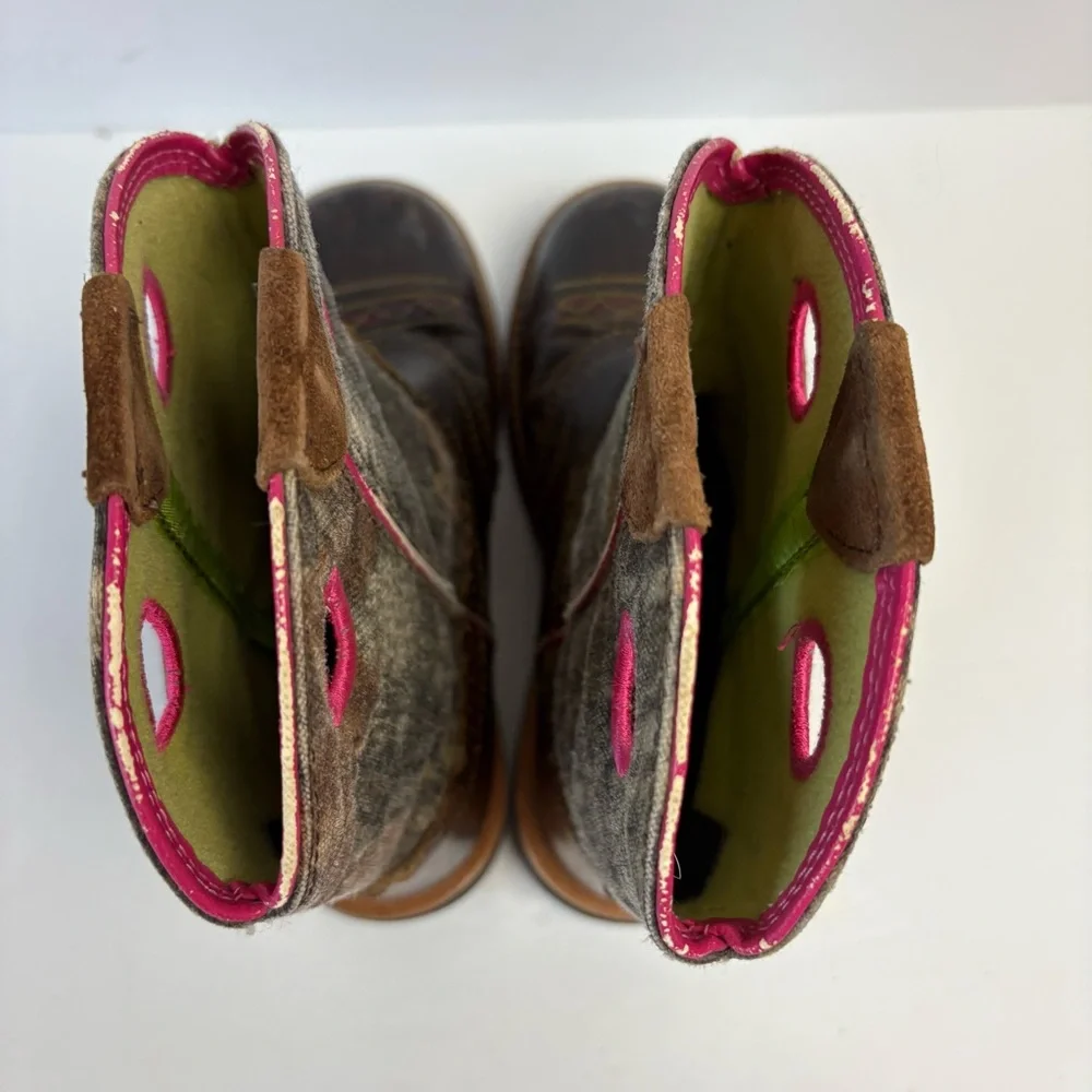 Ariat Fatbaby Cowgirl Western Boot Camo Brown Pink Leather size 1